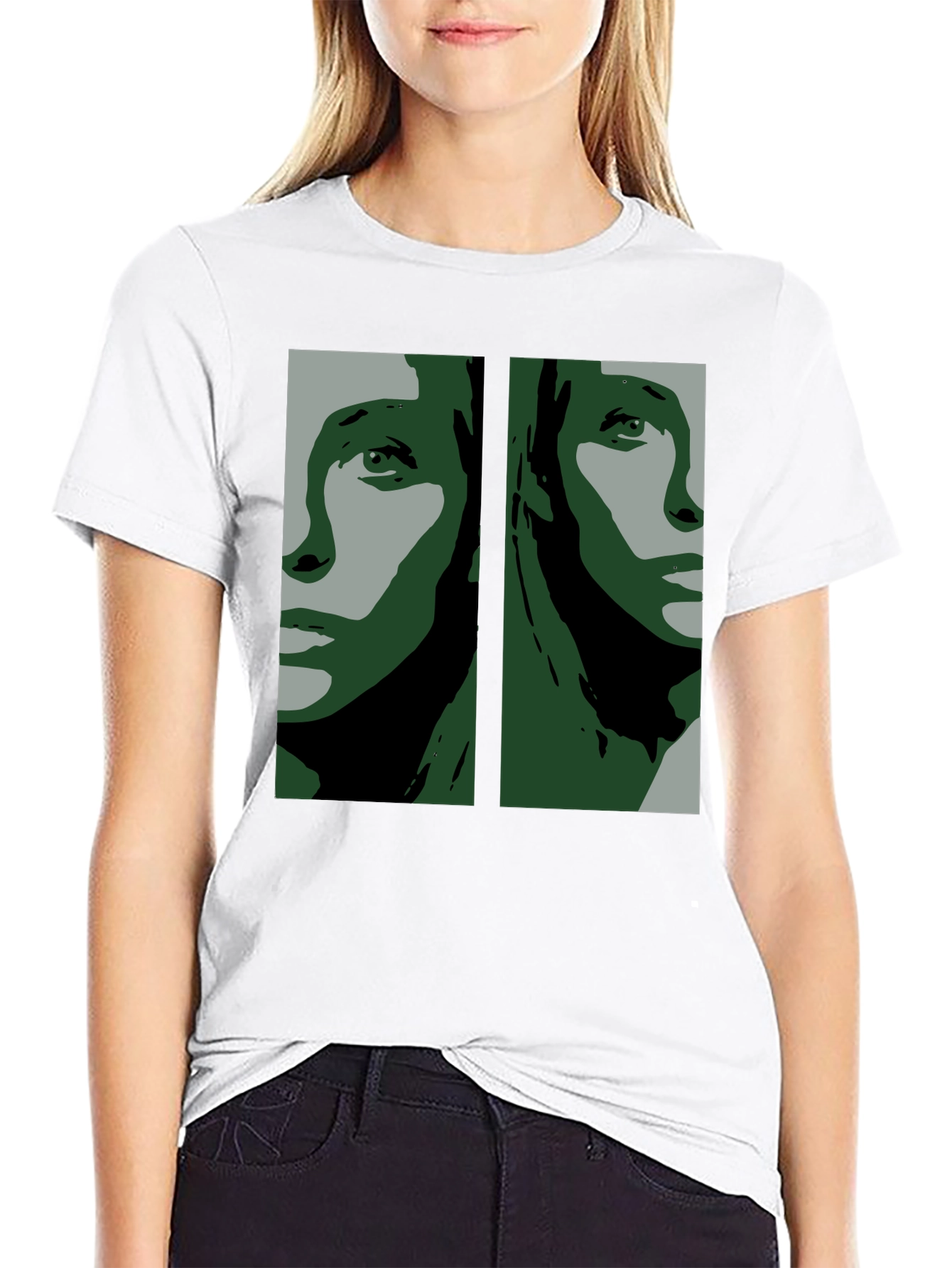 Abstract Face Graphic Black T-Shirt