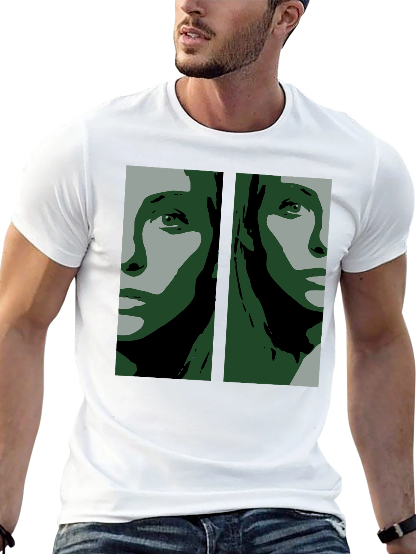 Abstract Face Graphic Black T-Shirt