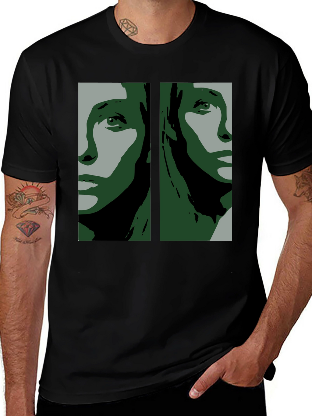 Abstract Face Graphic Black T-Shirt