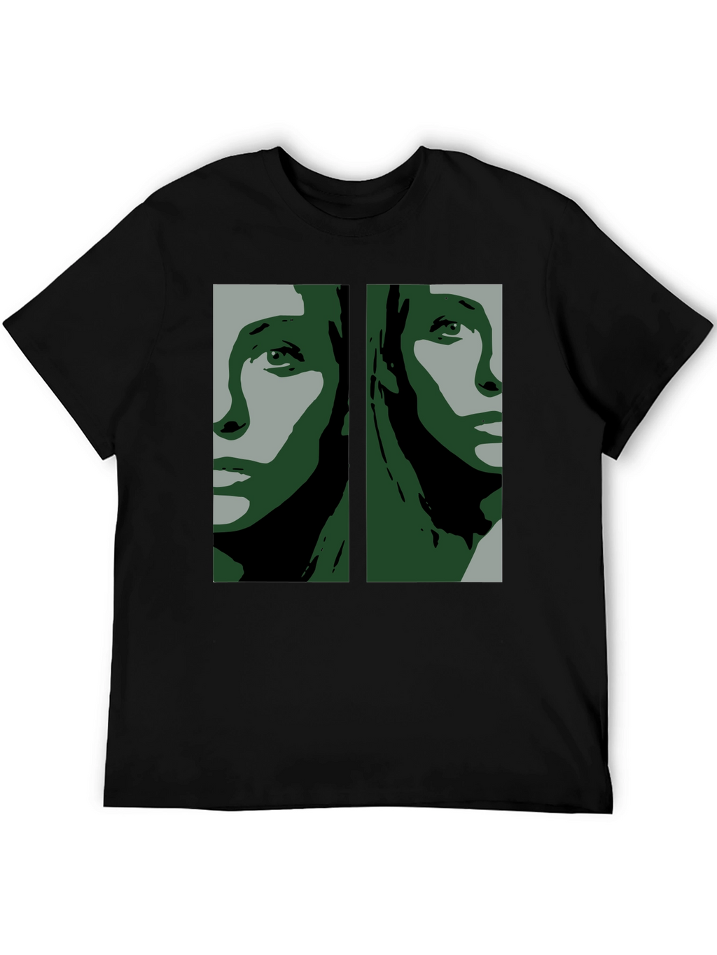 Abstract Face Graphic Black T-Shirt
