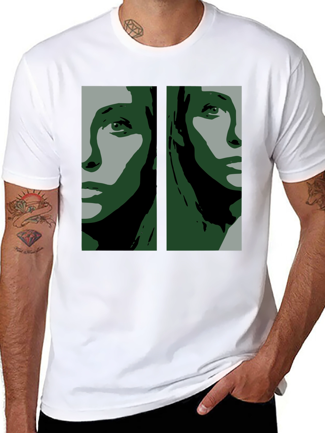 Abstract Face Graphic Black T-Shirt