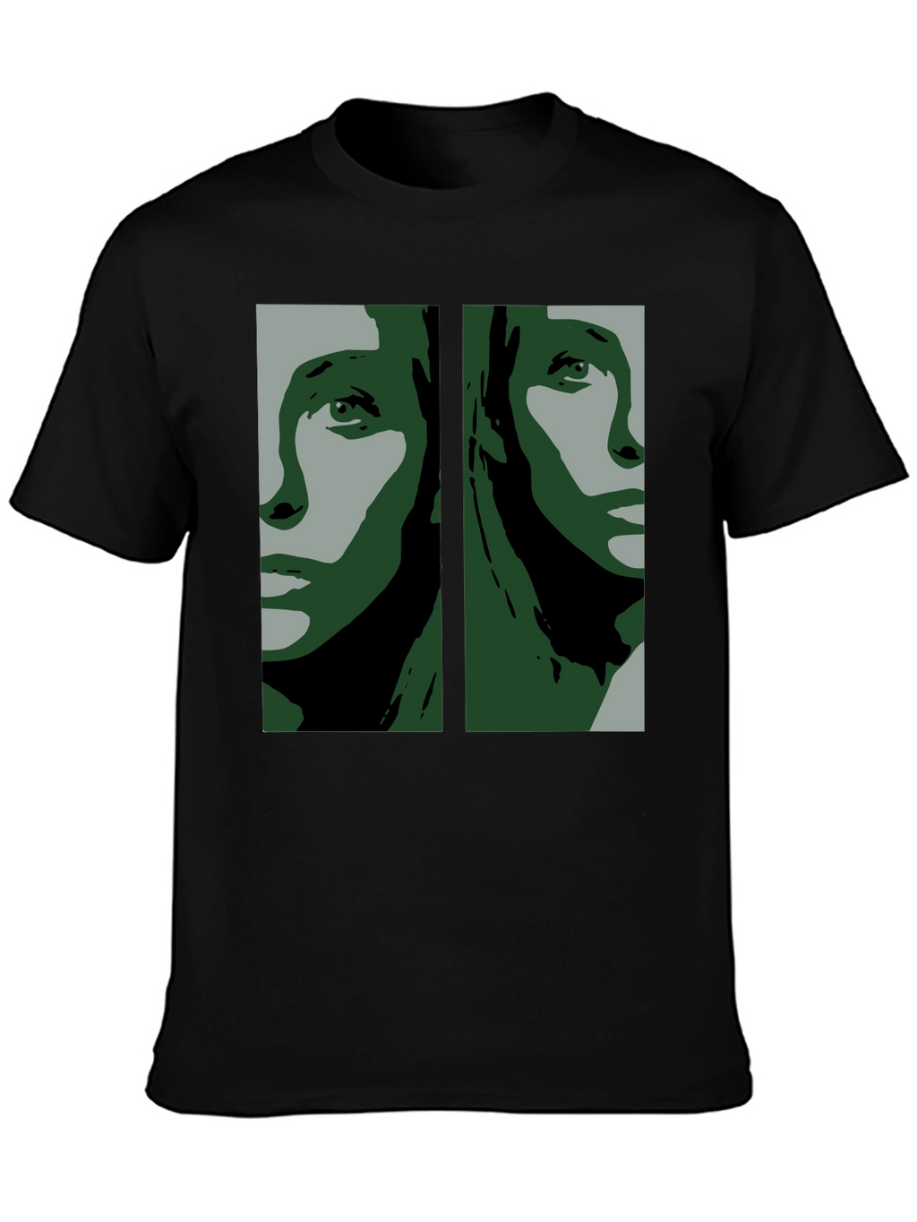 Abstract Face Graphic Black T-Shirt