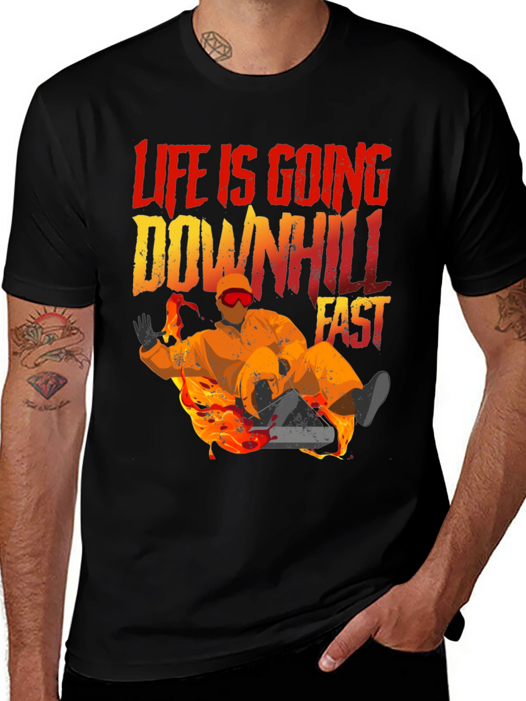 Life Is Going Downhill Fast Graphic Tee - Black