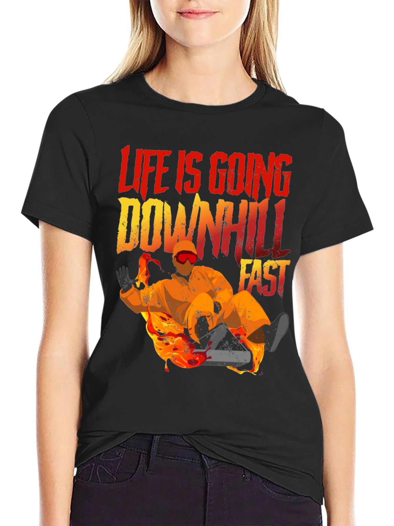 Life Is Going Downhill Fast Graphic Tee - Black