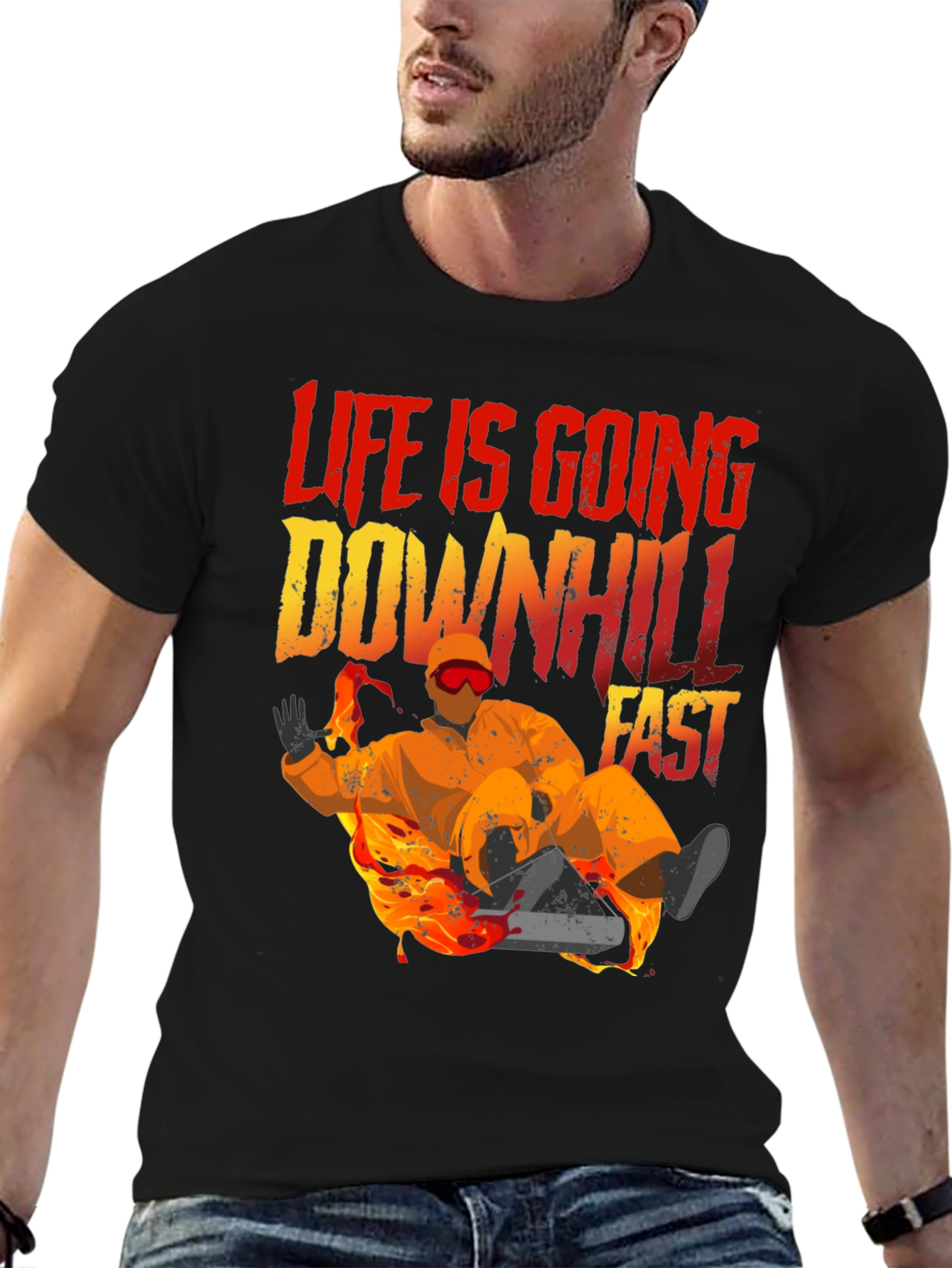 Life Is Going Downhill Fast Graphic Tee - Black