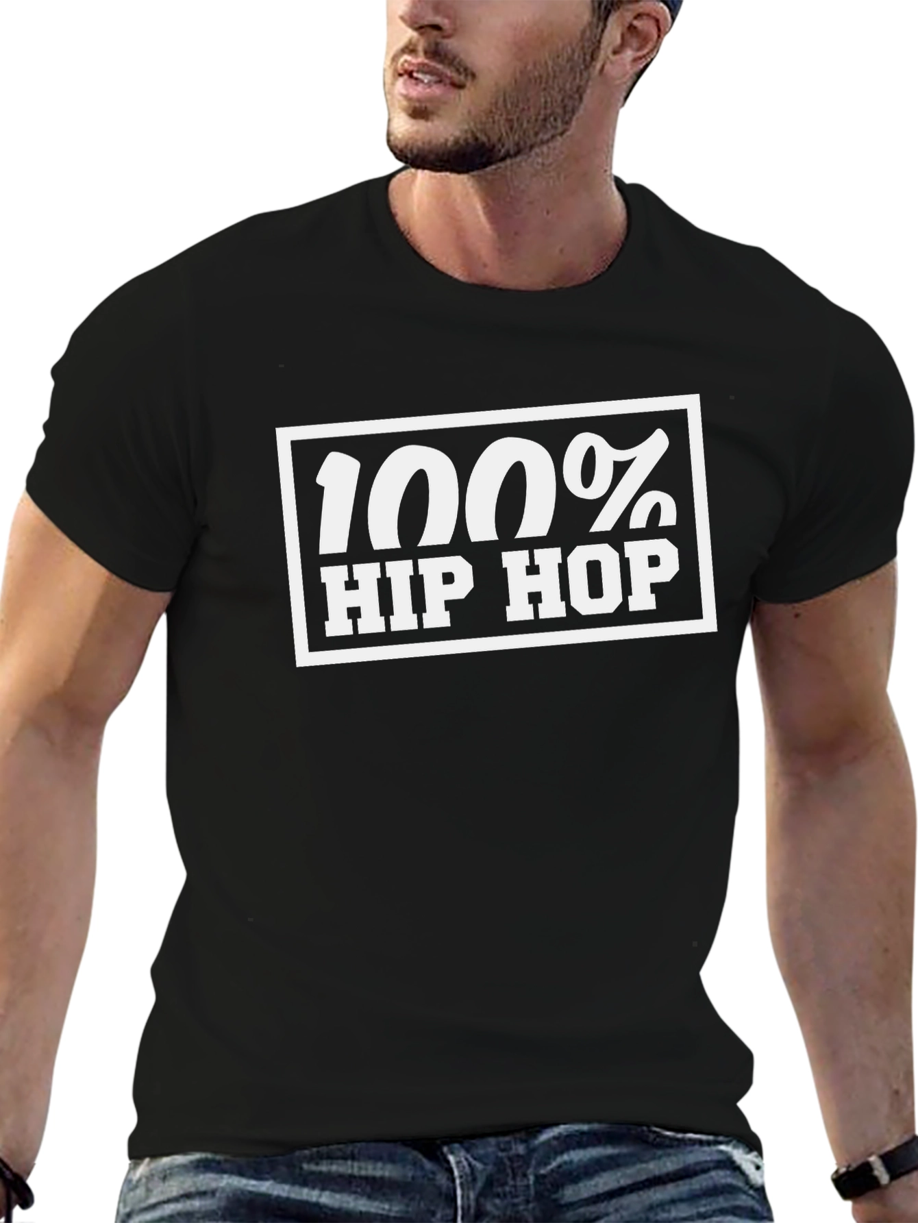 100% Hip Hop Graphic Tee - Classic Black T-Shirt