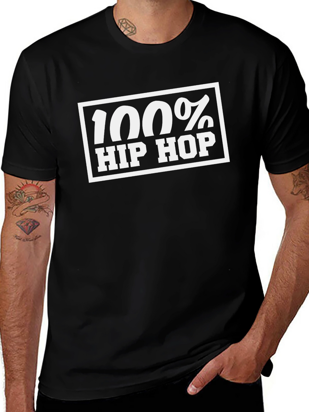 100% Hip Hop Graphic Tee - Classic Black T-Shirt