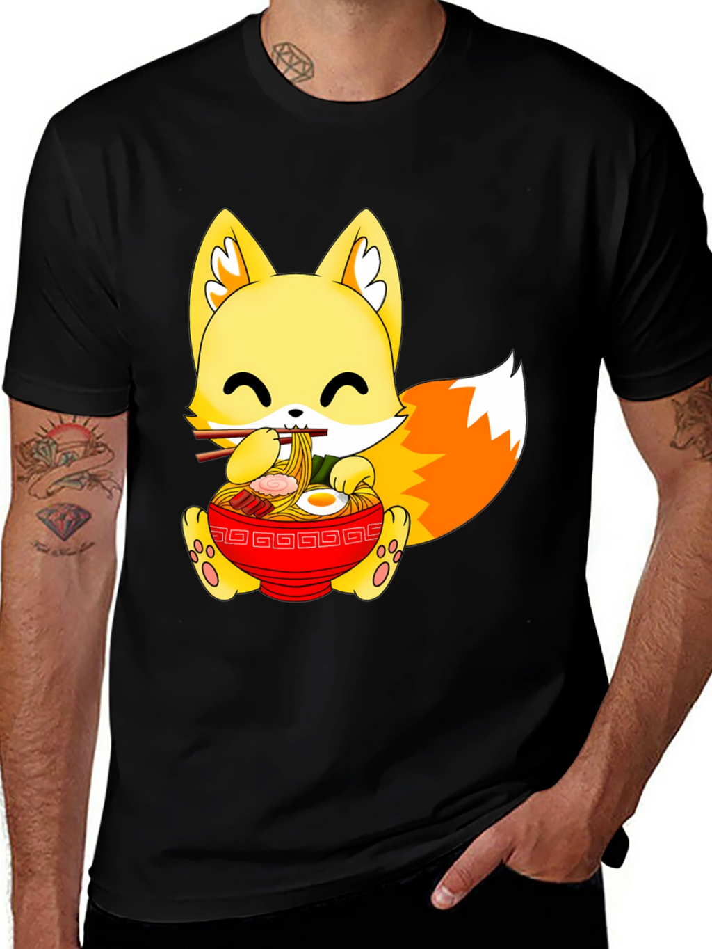 Cute Ramen Fox Graphic Tee
