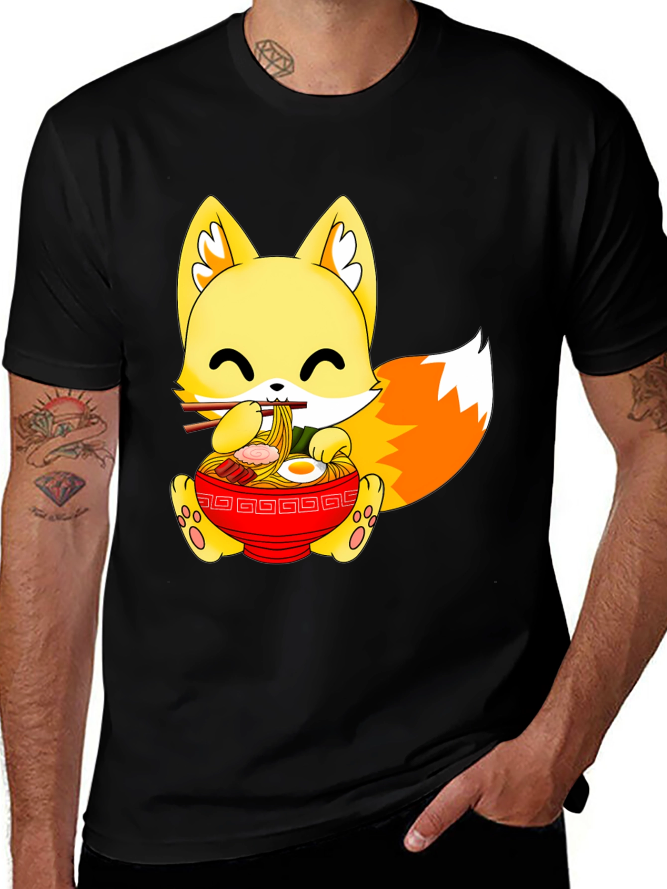 Cute Ramen Fox Graphic Tee