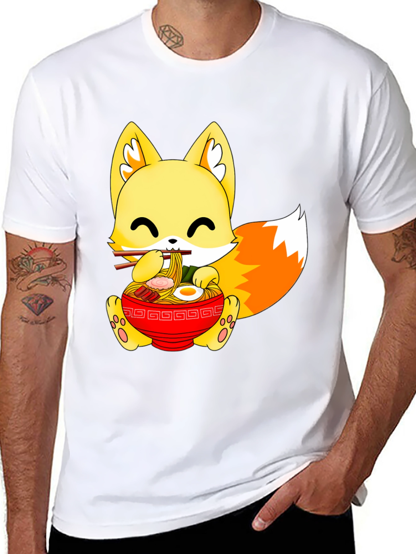 Cute Ramen Fox Graphic Tee