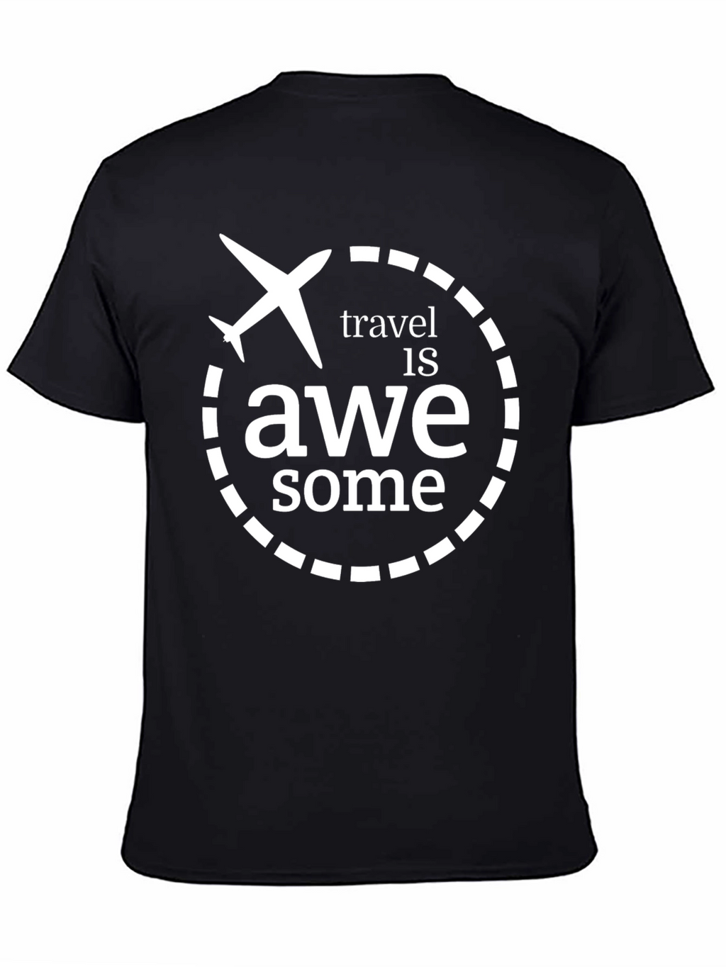 Travel is Awesome Black Graphic T-Shirt