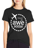 Travel is Awesome Black Graphic T-Shirt
