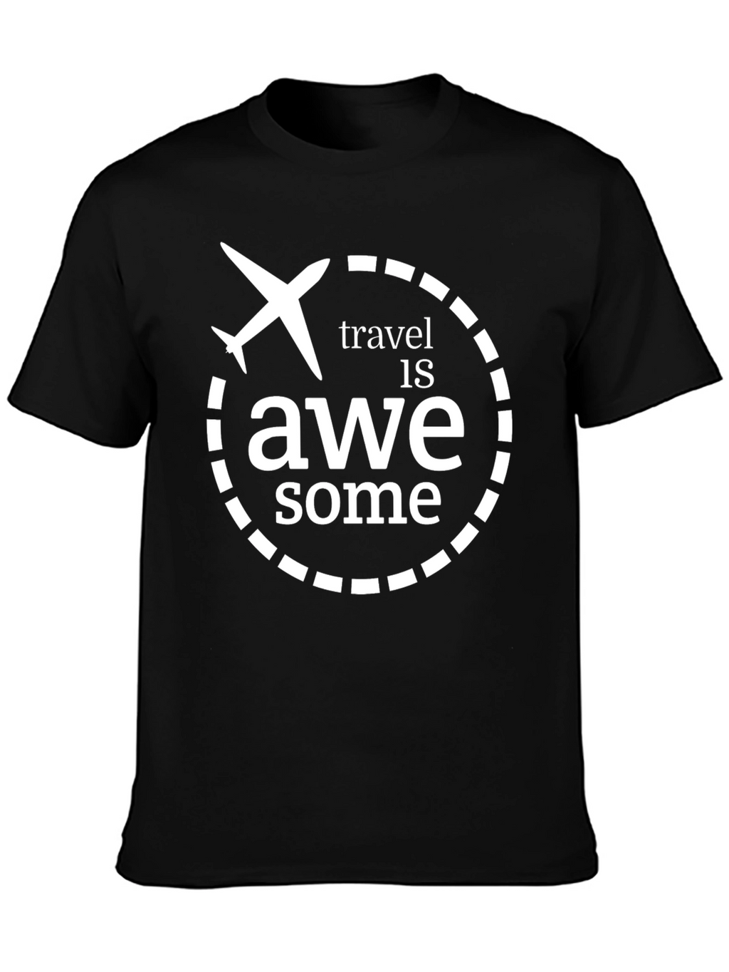 Travel is Awesome Black Graphic T-Shirt