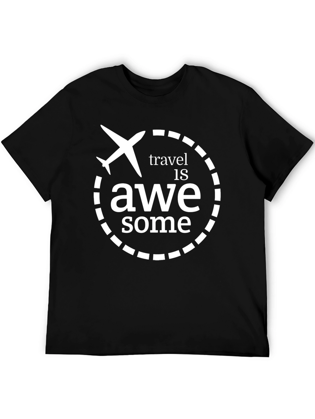 Travel is Awesome Black Graphic T-Shirt