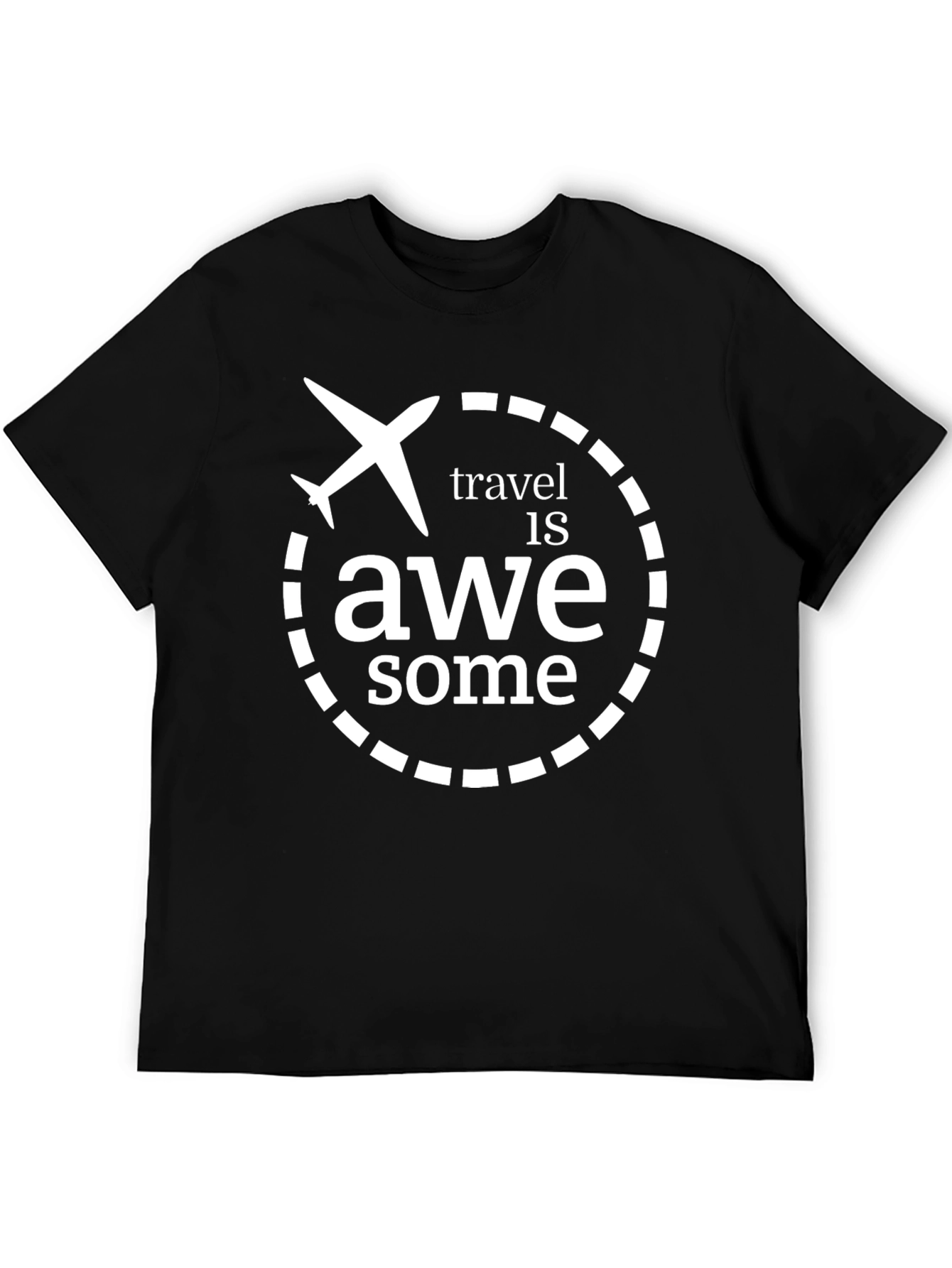 Travel is Awesome Black Graphic T-Shirt