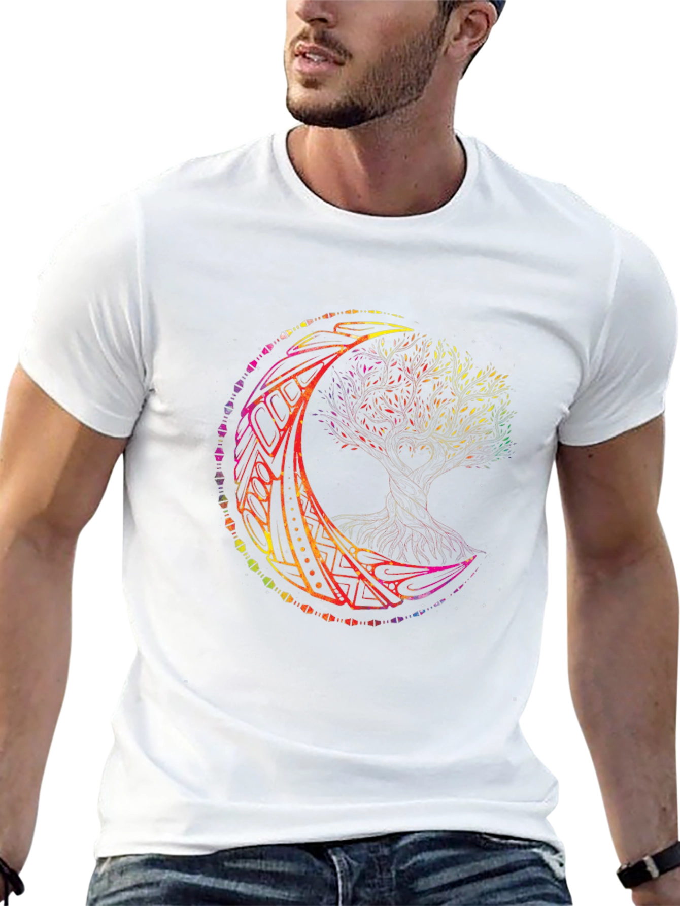 Rainbow Tree of Life Moon T-Shirt