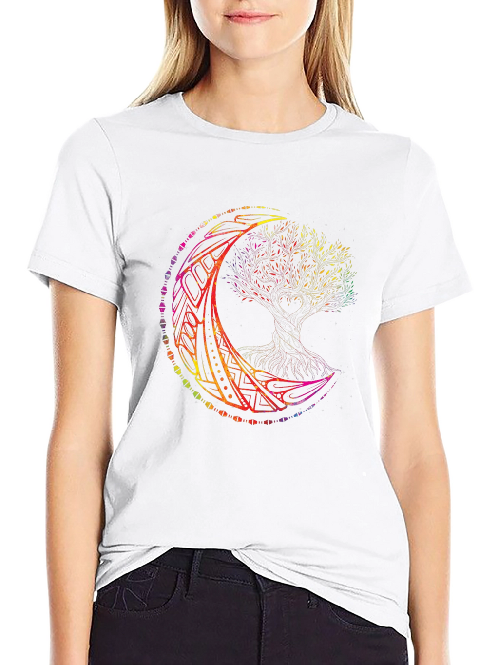 Rainbow Tree of Life Moon T-Shirt