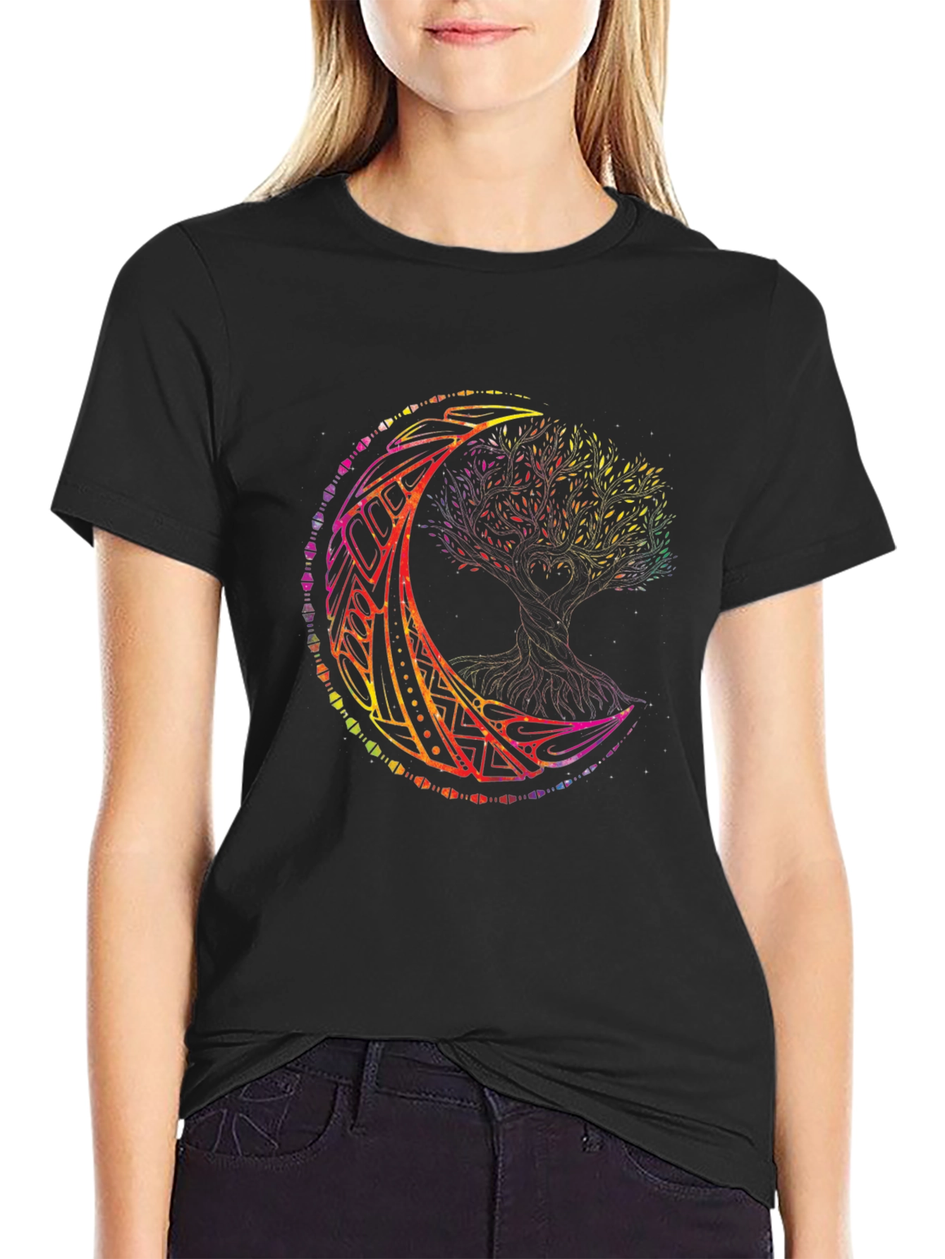 Rainbow Tree of Life Moon T-Shirt