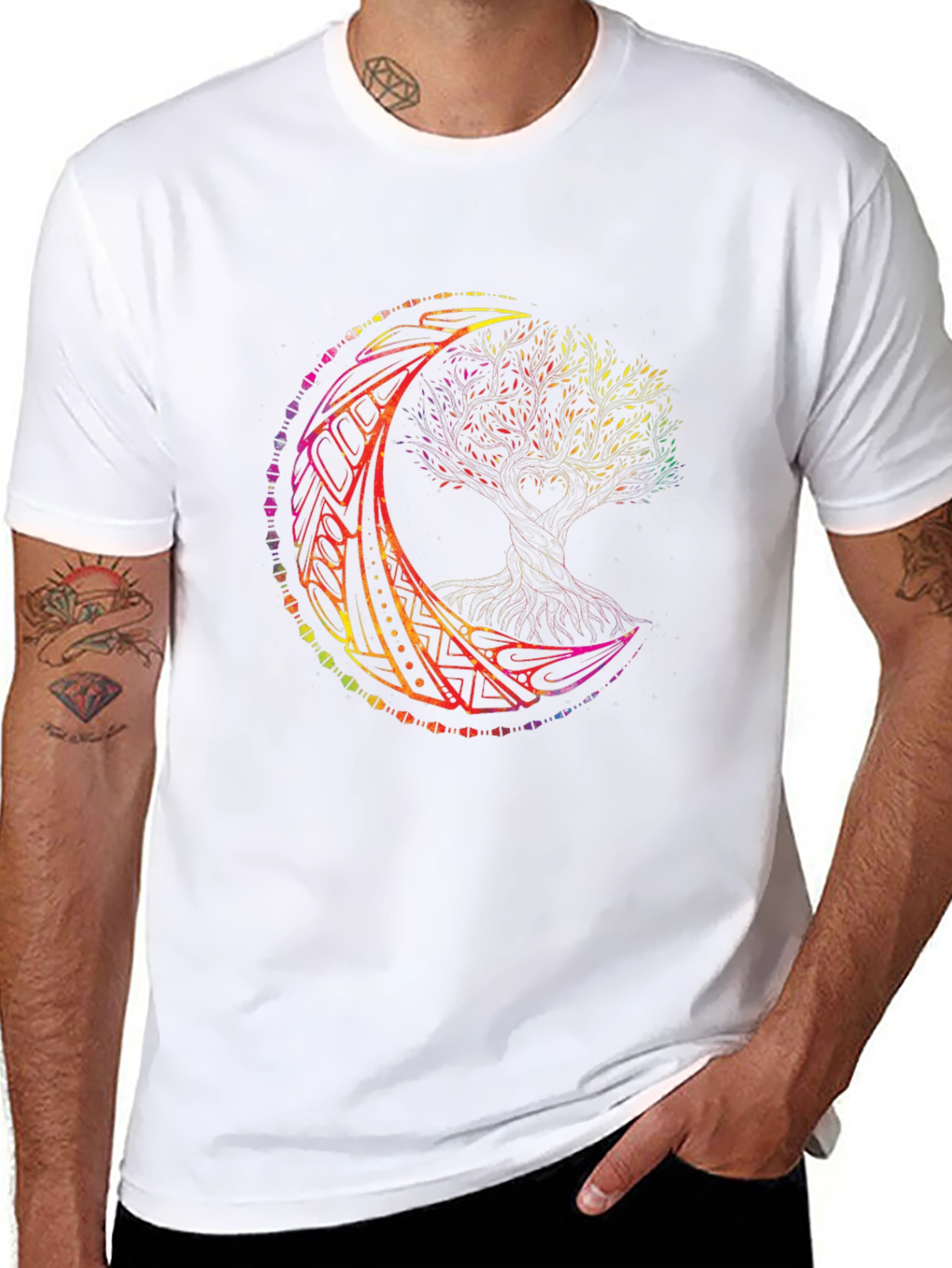 Rainbow Tree of Life Moon T-Shirt