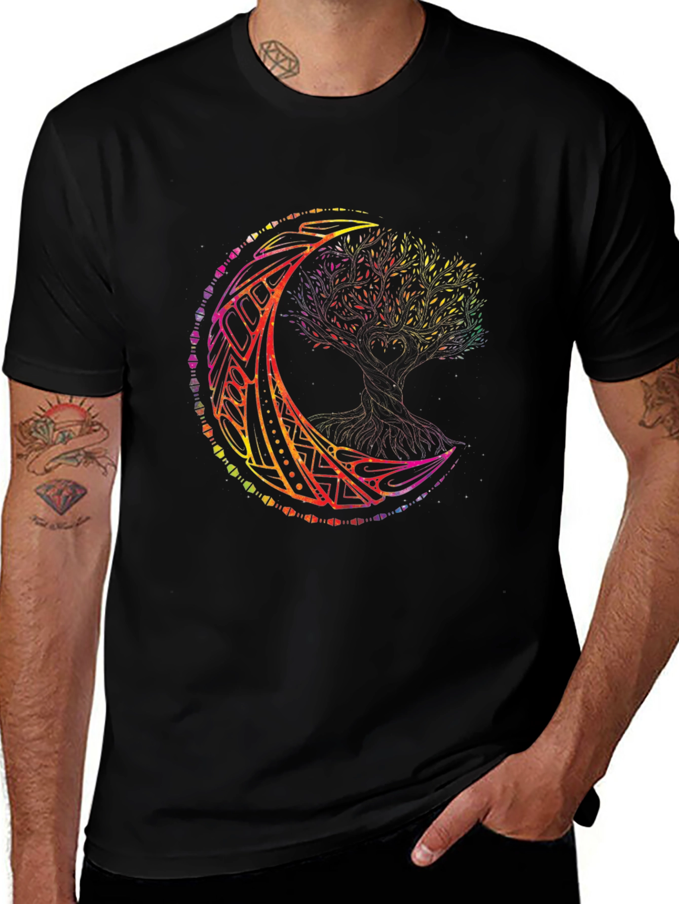 Rainbow Tree of Life Moon T-Shirt
