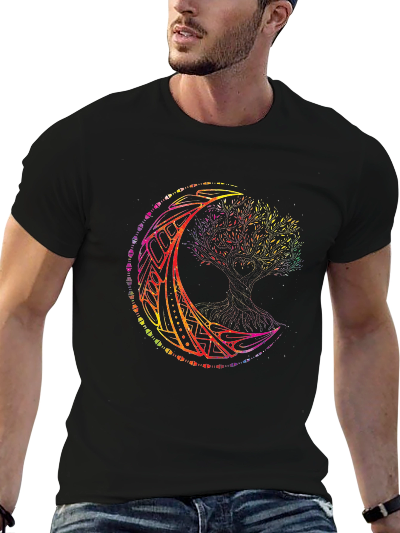 Rainbow Tree of Life Moon T-Shirt