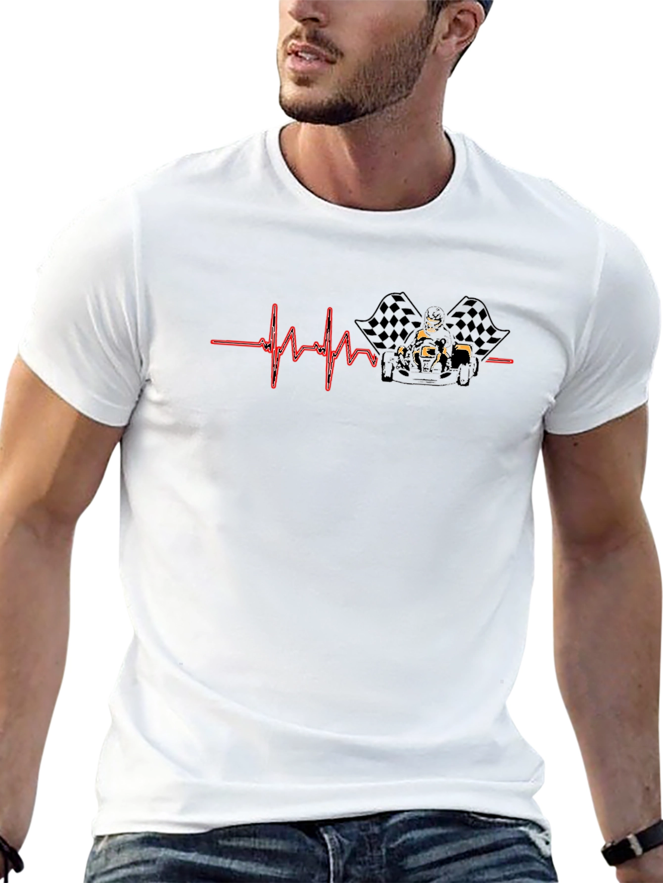 Racing Heartbeat Tee - Go Kart Racer T-Shirt