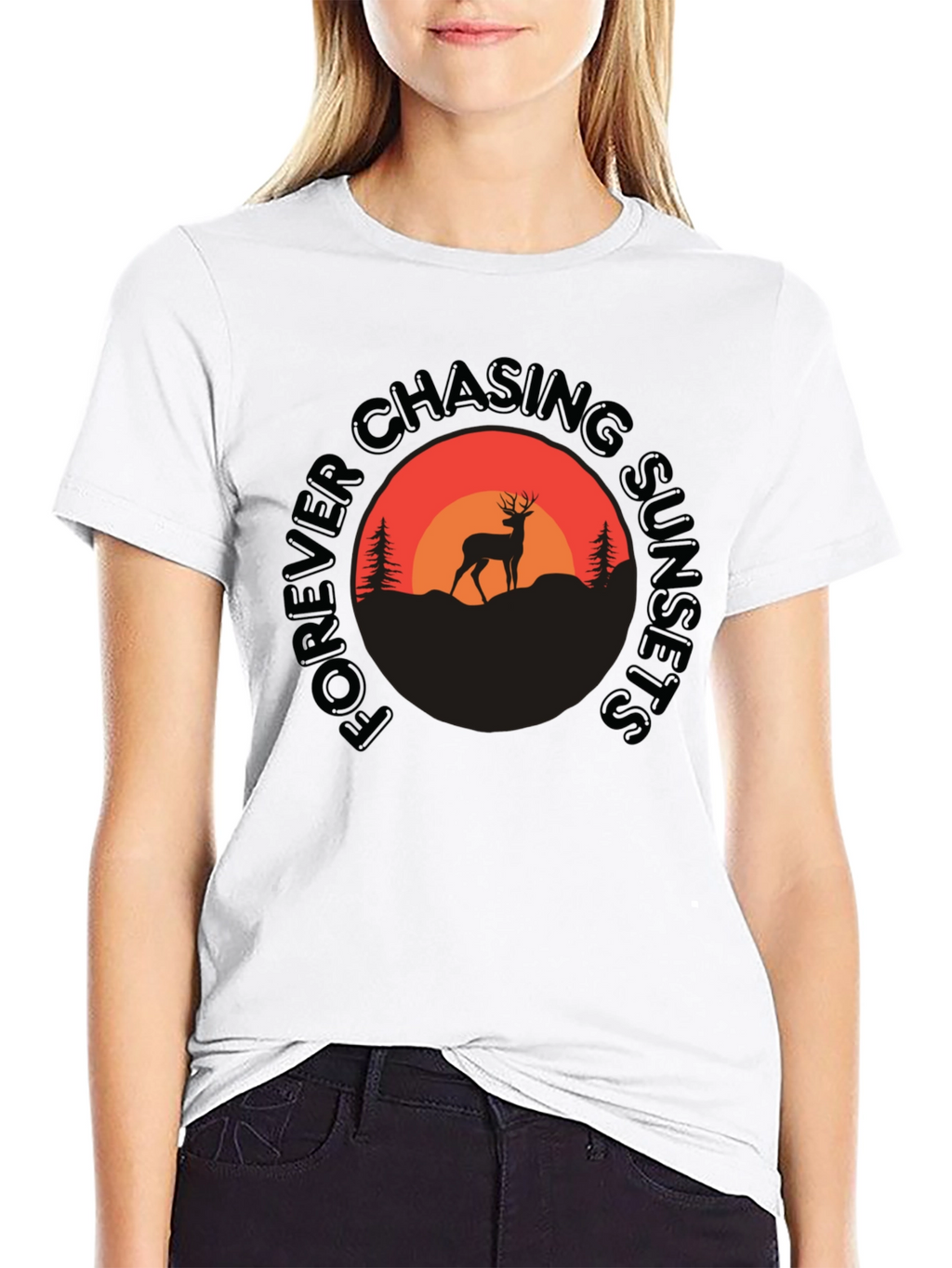 Forever Chasing Sunsets Deer Graphic Tee