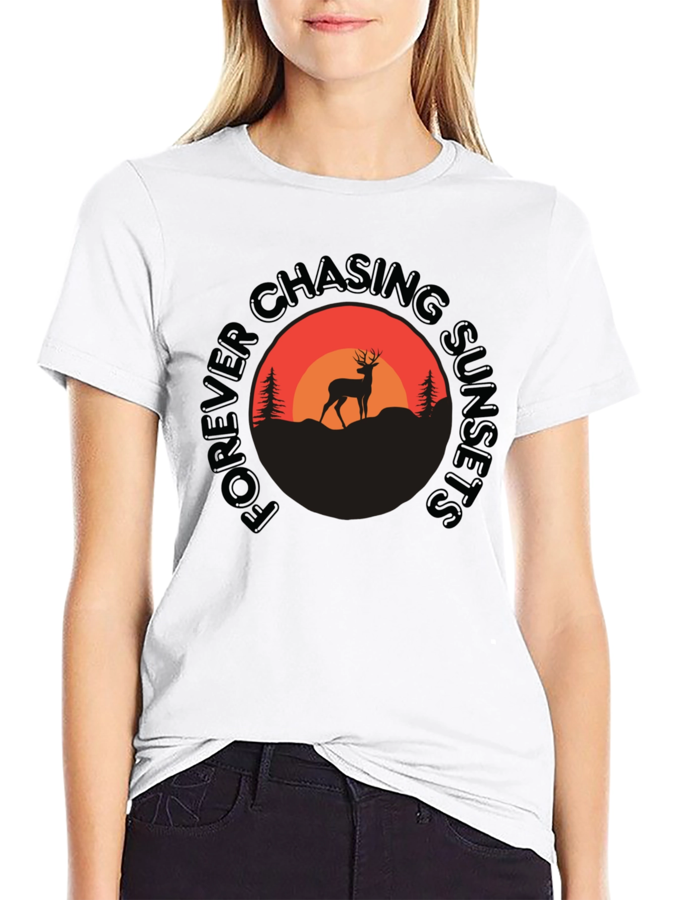 Forever Chasing Sunsets Deer Graphic Tee