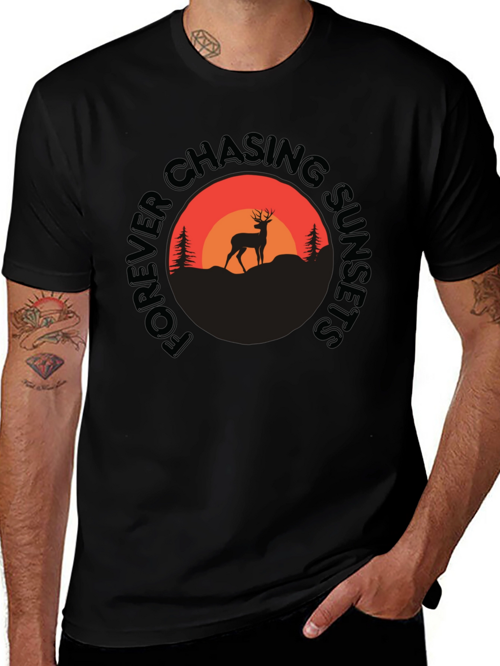 Forever Chasing Sunsets Deer Graphic Tee