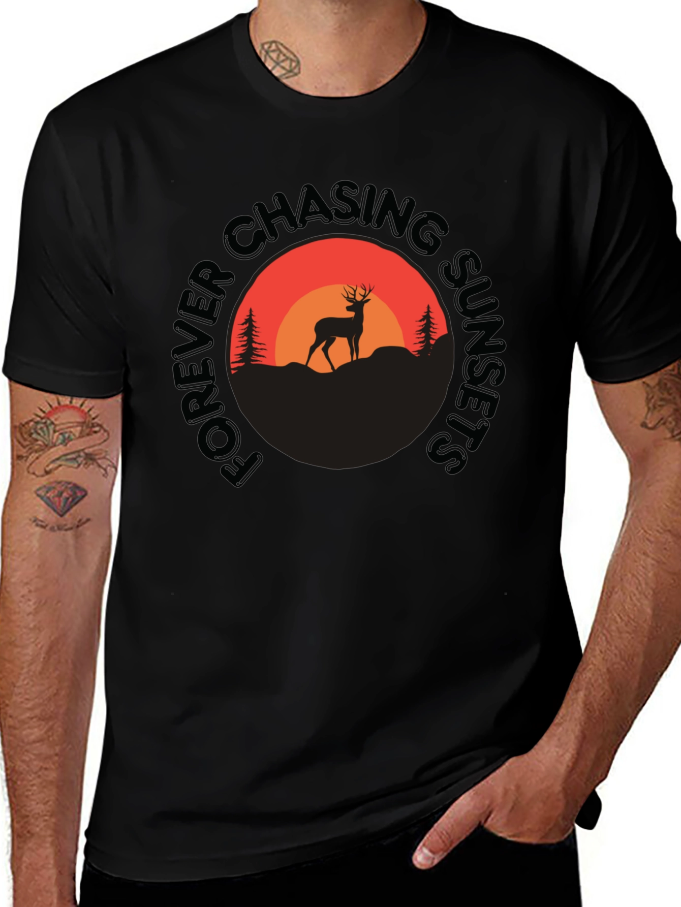 Forever Chasing Sunsets Deer Graphic Tee