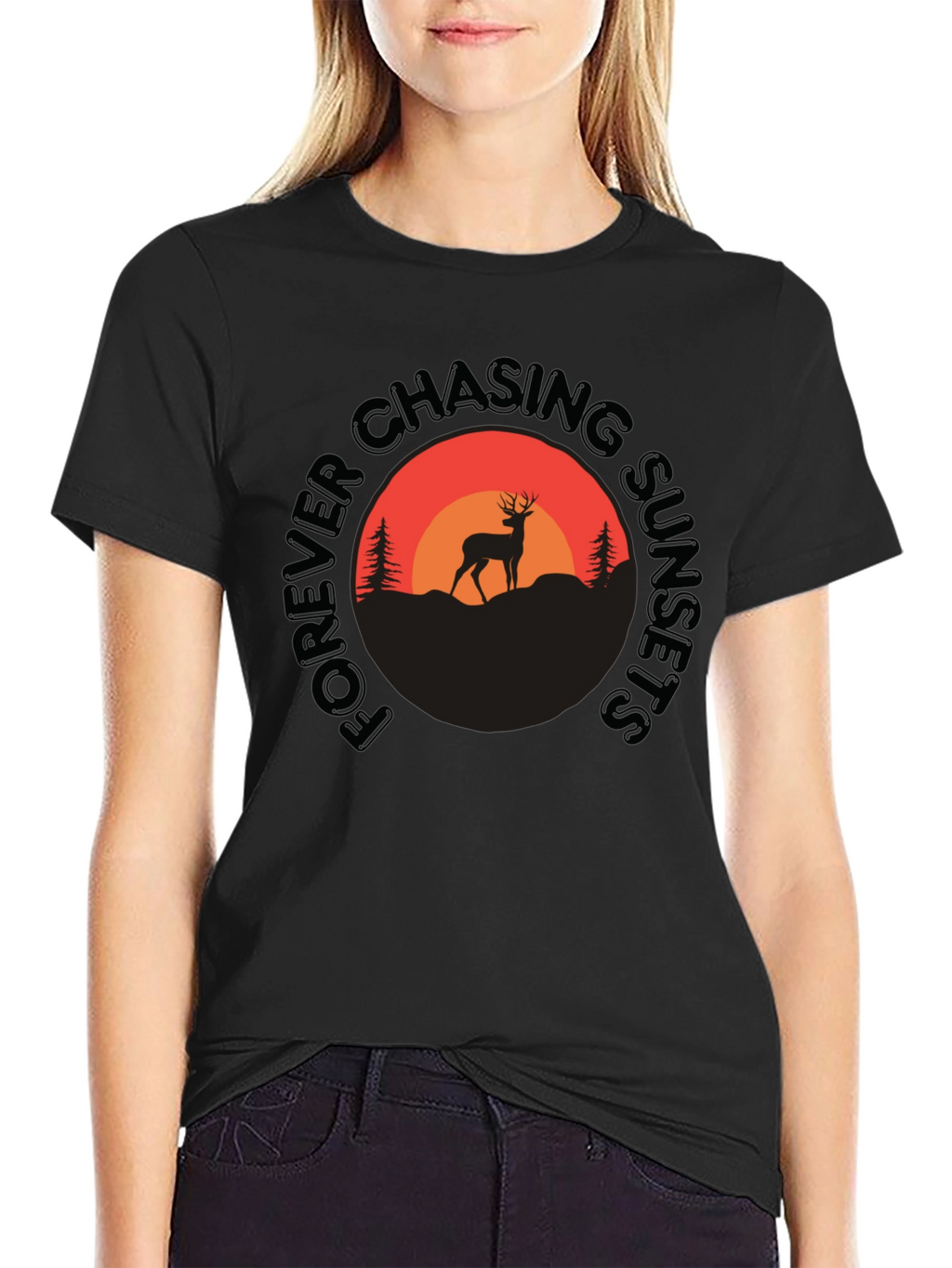 Forever Chasing Sunsets Deer Graphic Tee