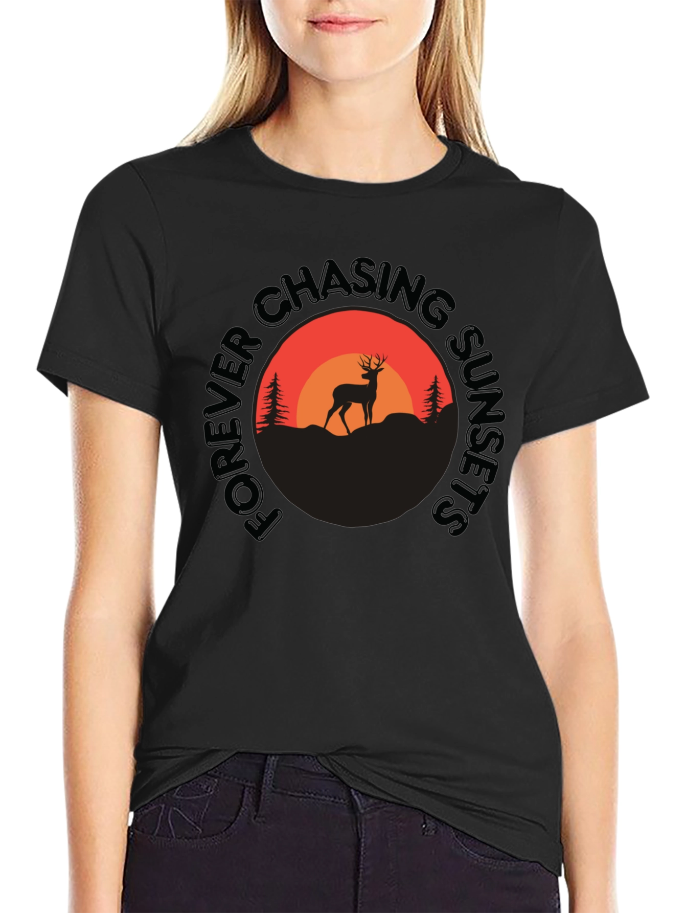 Forever Chasing Sunsets Deer Graphic Tee