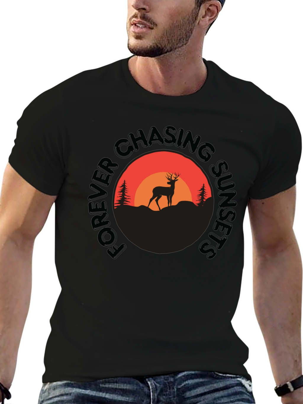 Forever Chasing Sunsets Deer Graphic Tee