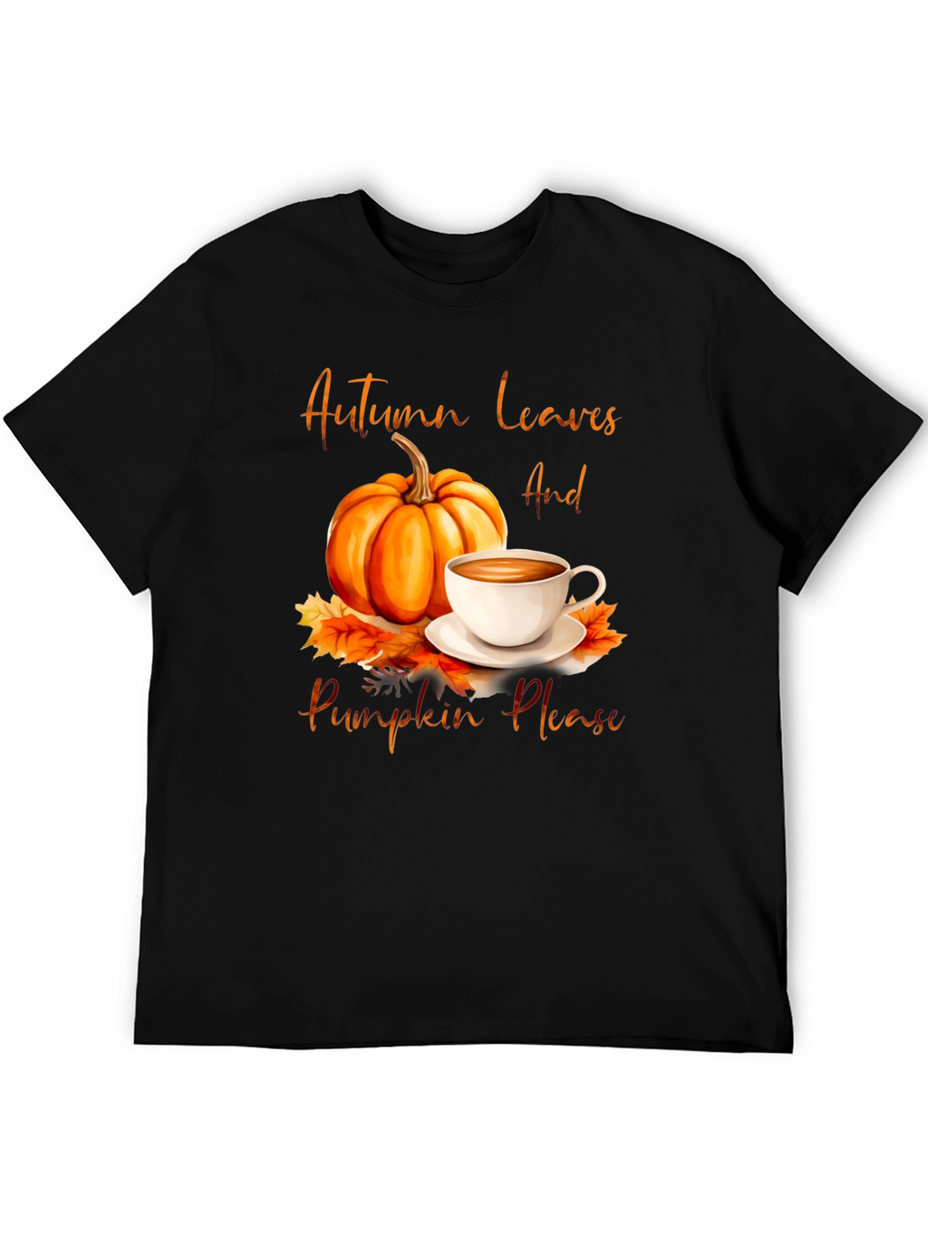 Autumn Leaves & Pumpkin Please Graphic T-Shirt