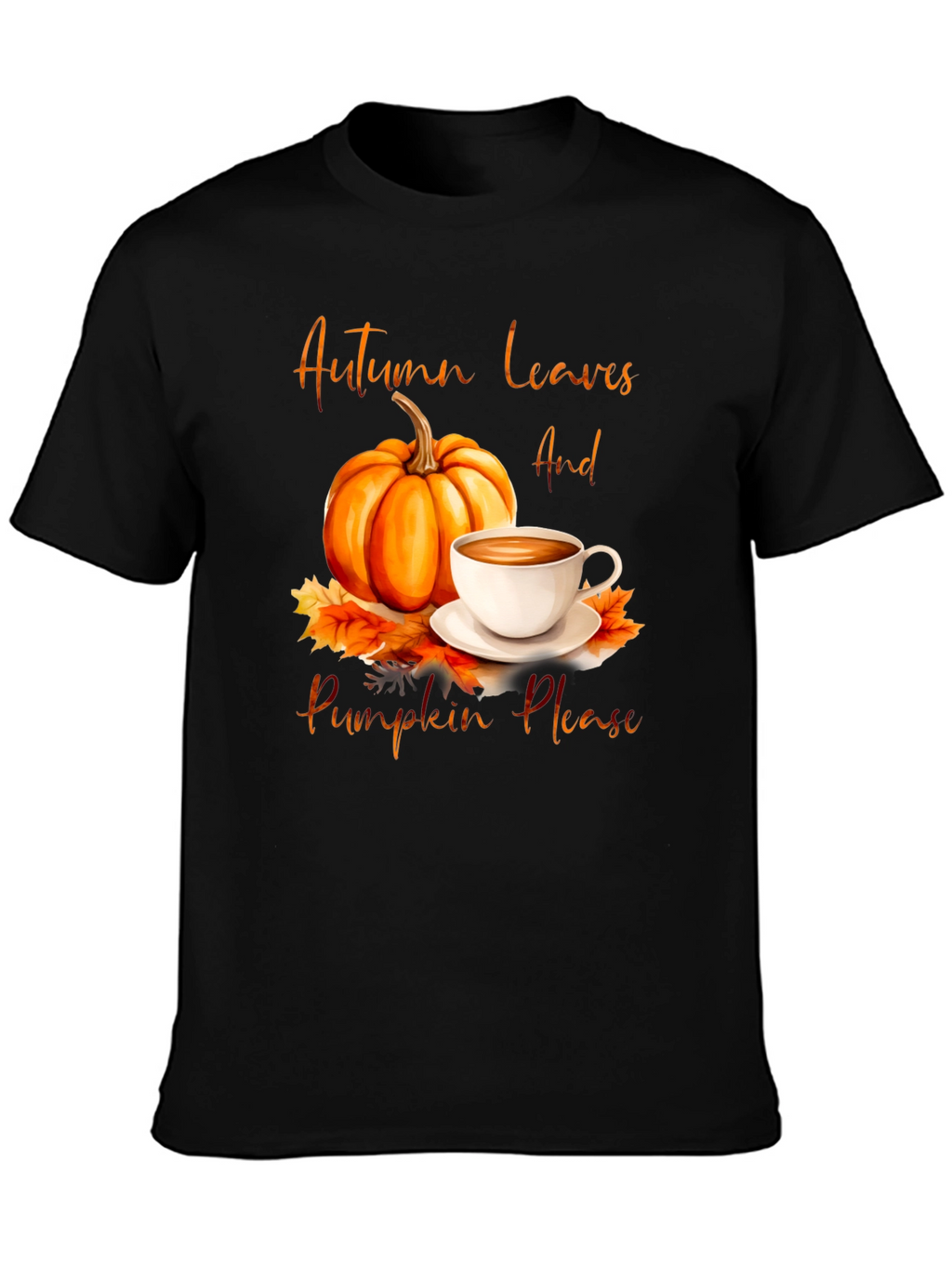 Autumn Leaves & Pumpkin Please Graphic T-Shirt