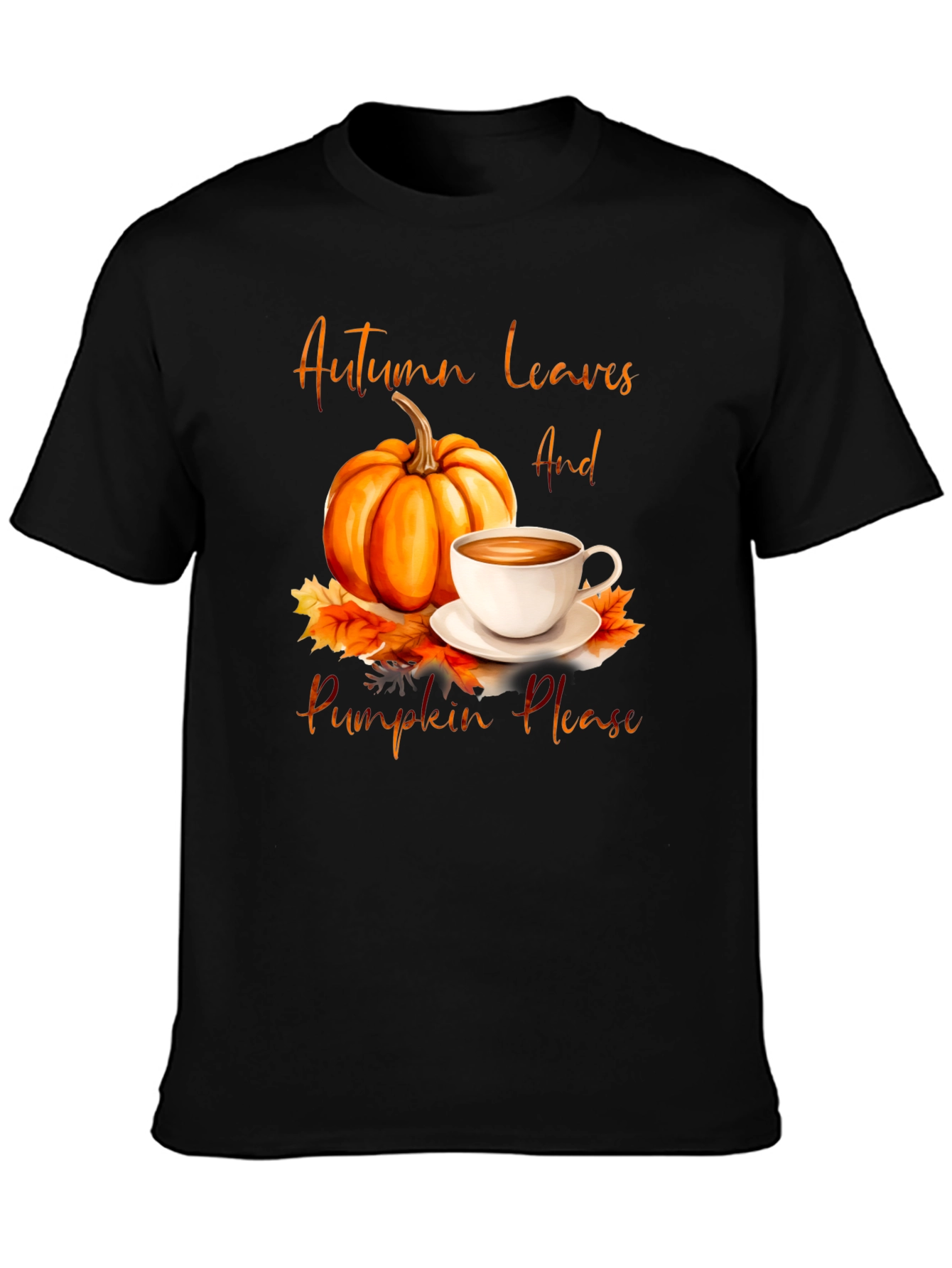 Autumn Leaves & Pumpkin Please Graphic T-Shirt