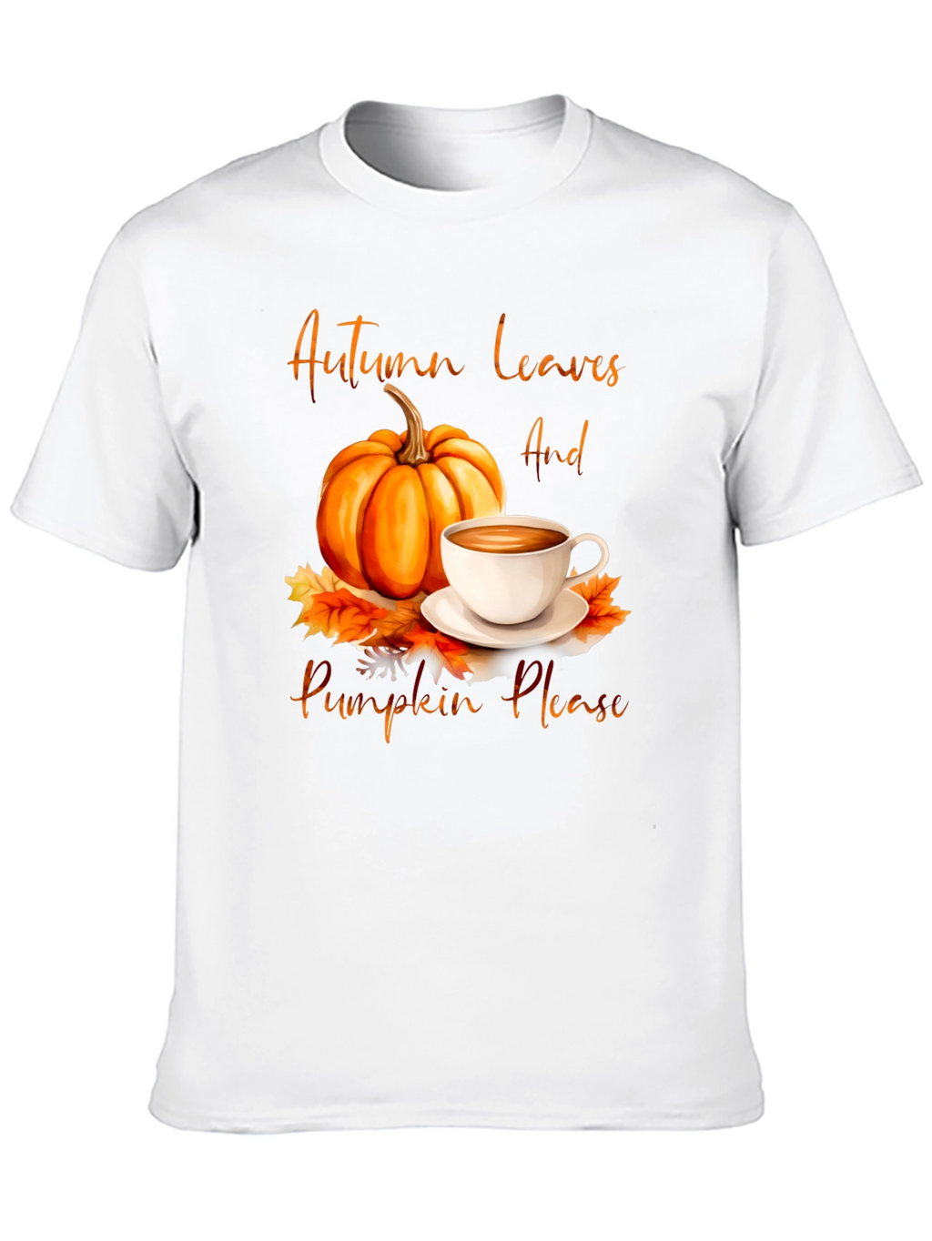 Autumn Leaves & Pumpkin Please Graphic T-Shirt