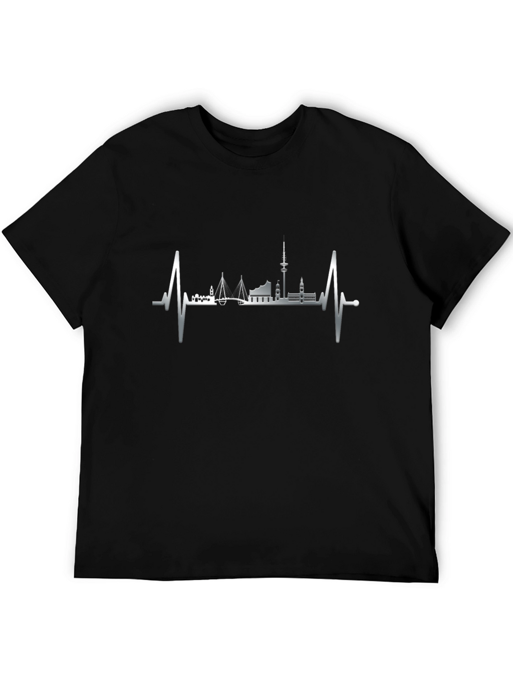 Hamburg Skyline Heartbeat Graphic Tee - Black