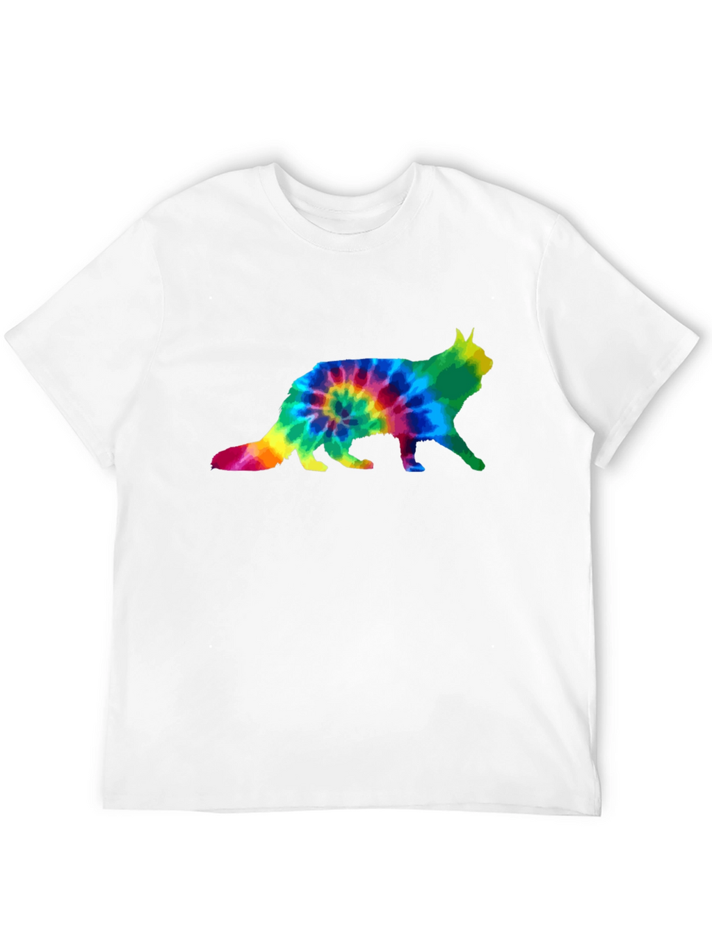 Tie Dye Cat Graphic Tee - Unisex Black T-Shirt