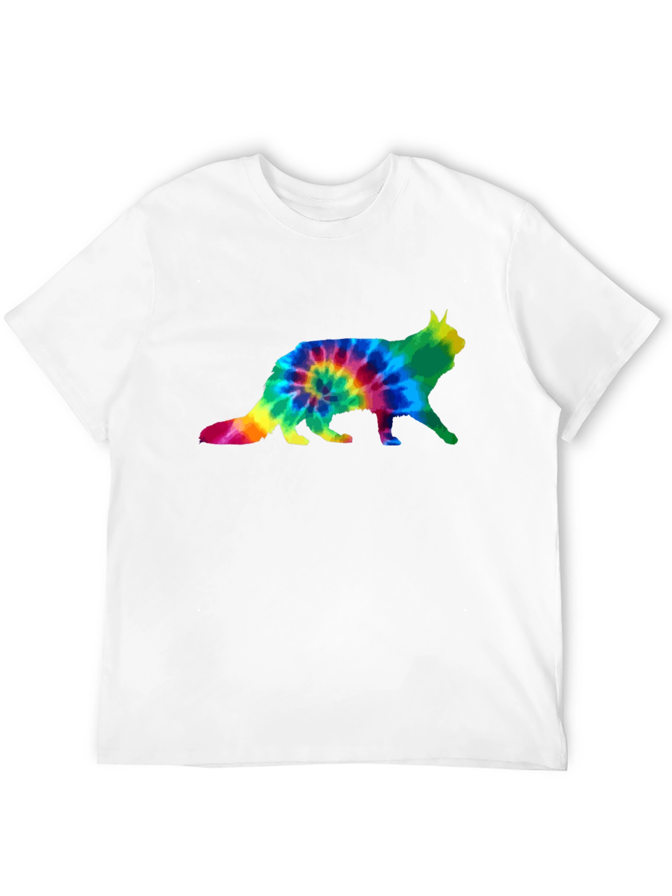 Tie Dye Cat Graphic Tee - Unisex Black T-Shirt