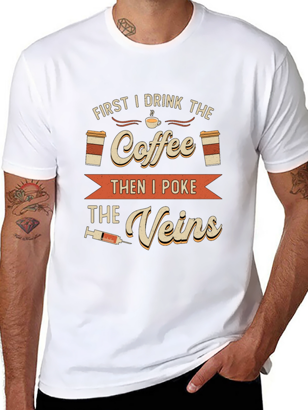 Coffee Then Veins T-Shirt - Funny Nurse Tee