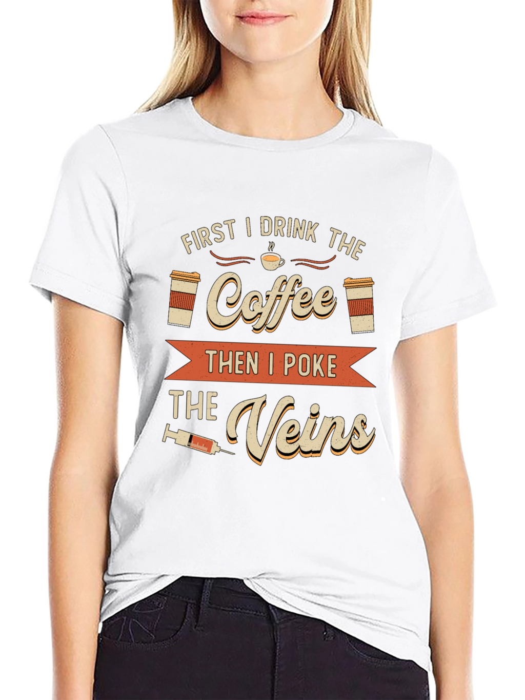 Coffee Then Veins T-Shirt - Funny Nurse Tee