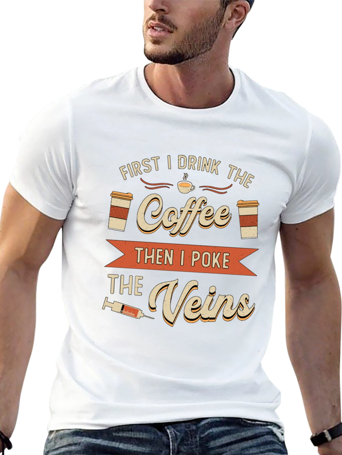 Coffee Then Veins T-Shirt - Funny Nurse Tee