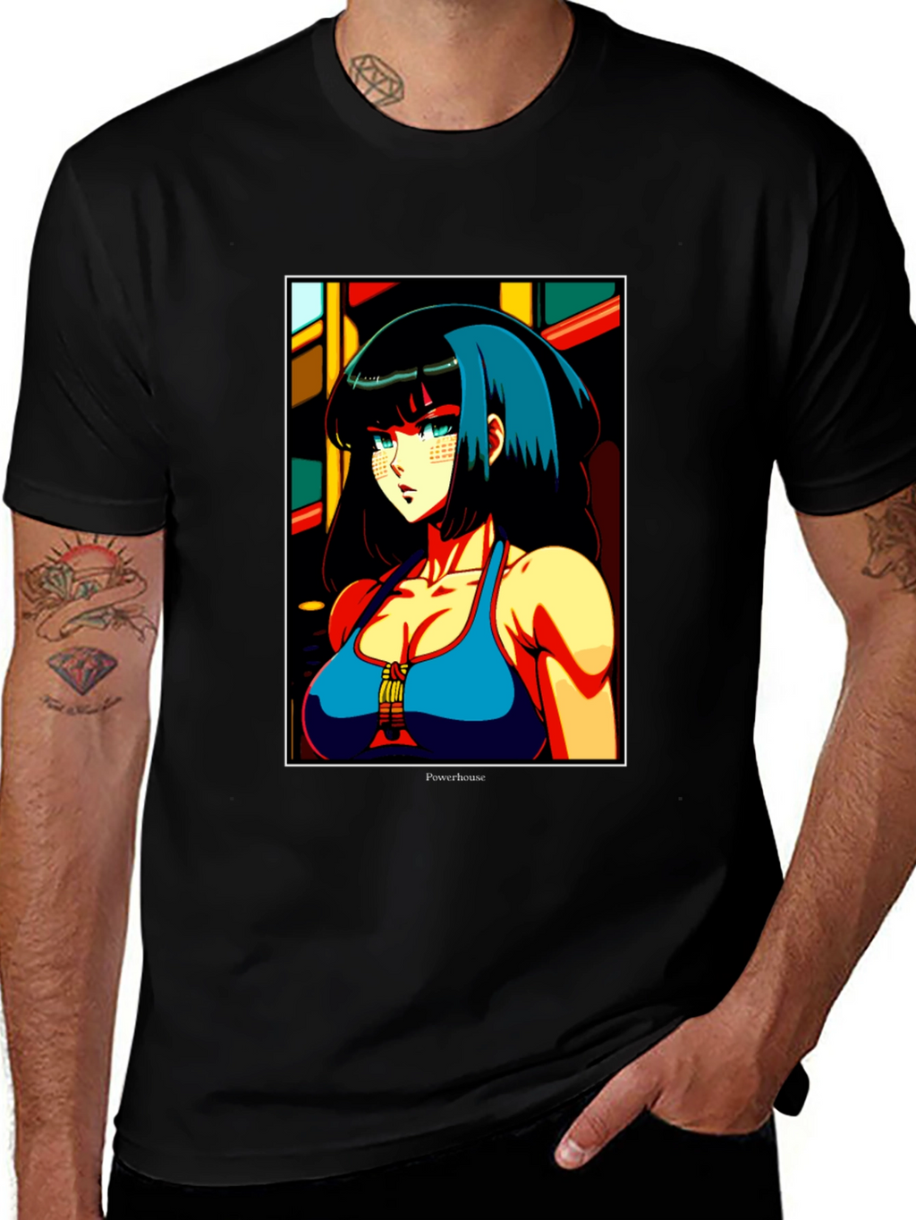Anime Girl Graphic Print Black T-Shirt