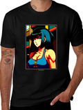 Anime Girl Graphic Print Black T-Shirt