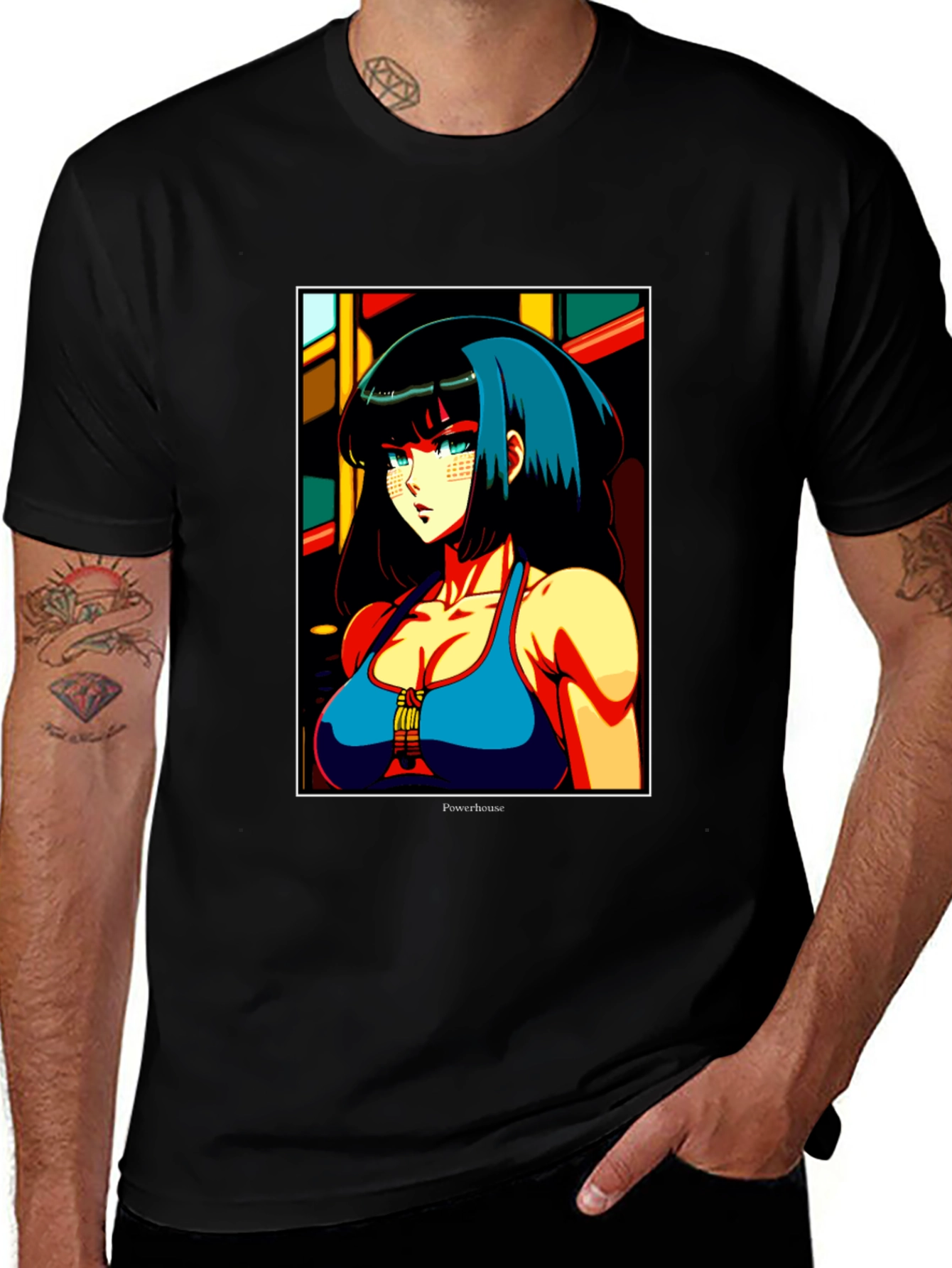 Anime Girl Graphic Print Black T-Shirt