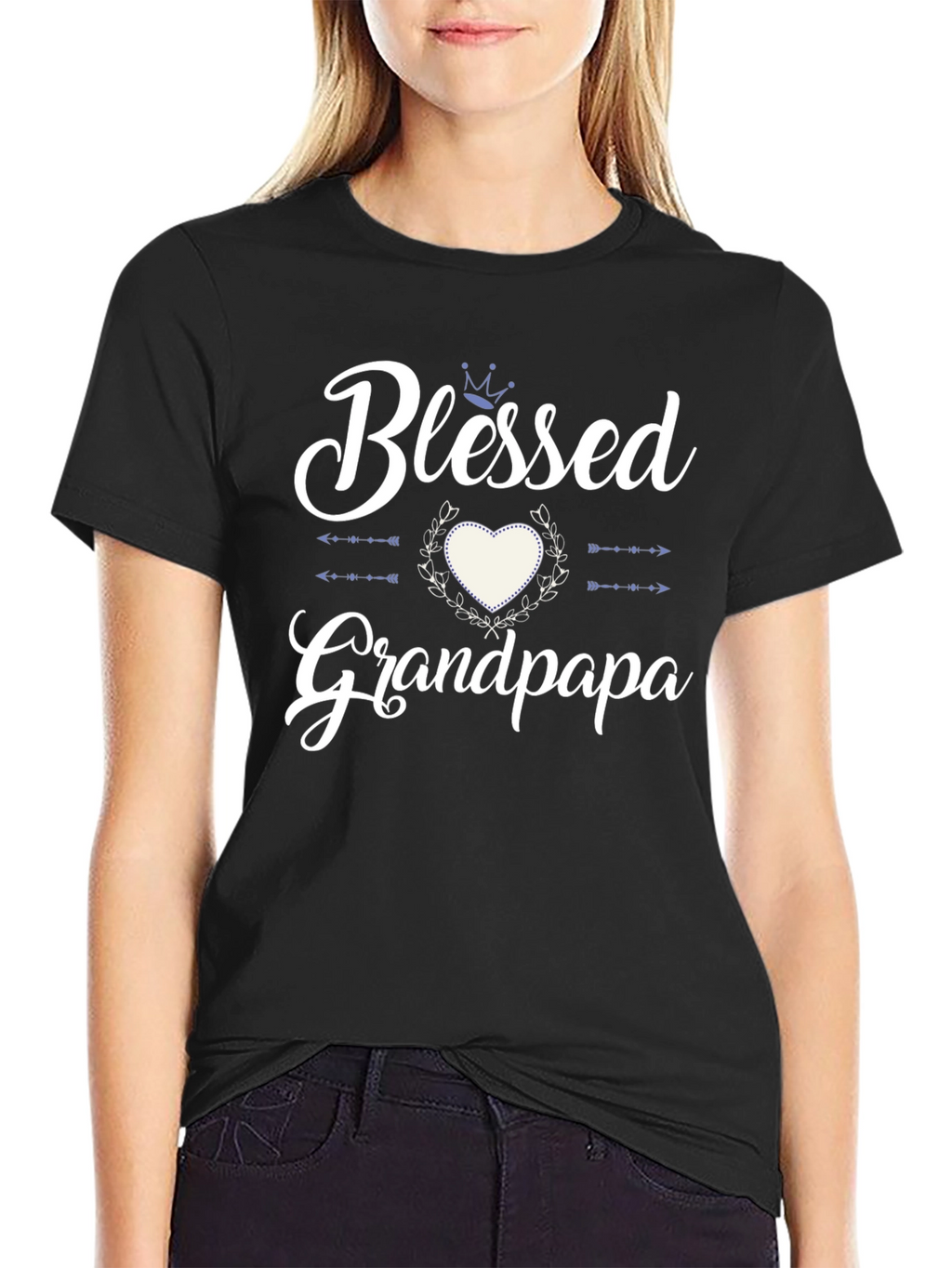 Blessed Grandpa T-Shirt - Heart & Crown Design