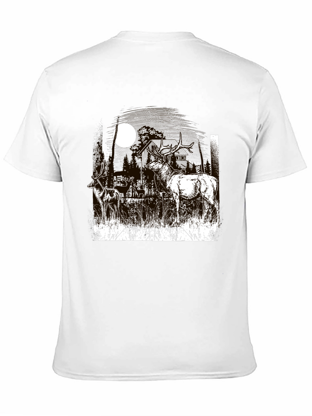 Deer Graphic T-Shirt Black Cotton Tee