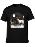 Deer Graphic T-Shirt Black Cotton Tee