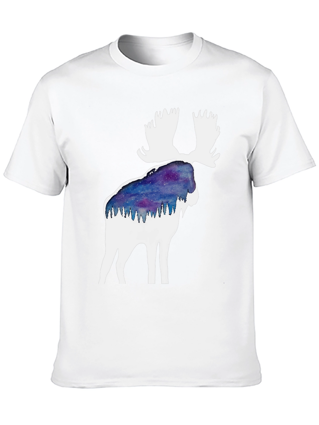 Moose Silhouette Galaxy T-Shirt - Black